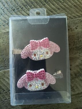 Lovely Melody Pink Rhinestone Character Hair Clips